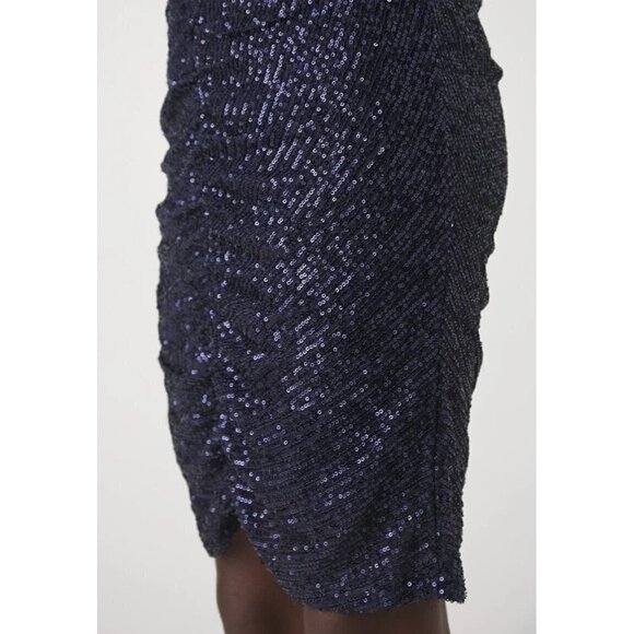 2nd Day NEW women Navy Blue sequin pencil skirt sz 36 (Small) BNWT ruched - Picture 9 of 9